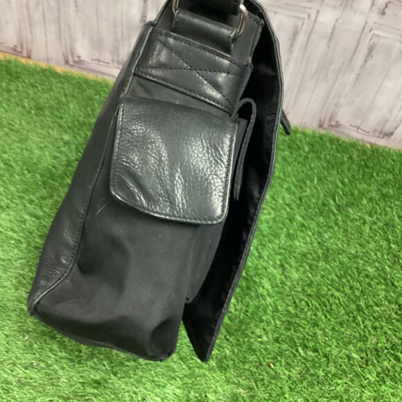 Vintage Fossil Classic Black Leather Briefcase Messanger Bag - Picture 16 of 16